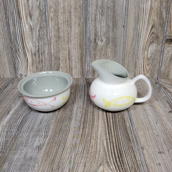 Vintage Harkerware Seafare Creamer & Sugar No Lid, Retro Kitchen - Picture 1 of 5